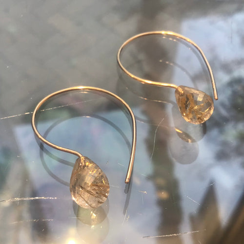 Ørekrog m. facetteret rutil kvarts